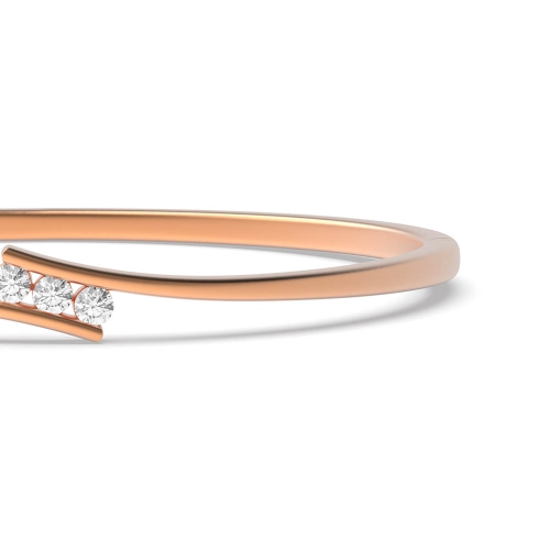 Channel Setting Round Rose Gold 3 stone Bangles Diamond Bracelets