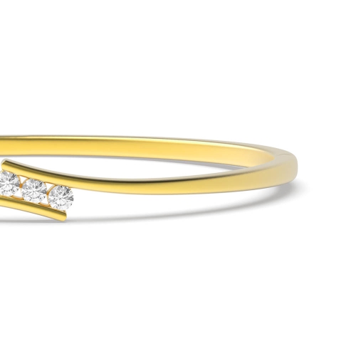 Channel Setting Round Yellow Gold 3 stone Bangles Diamond Bracelets