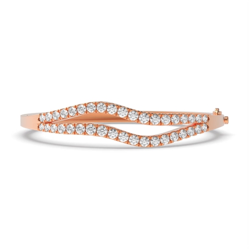 4 Prong Round Rose Gold Freeform Bangles Diamond Bracelets