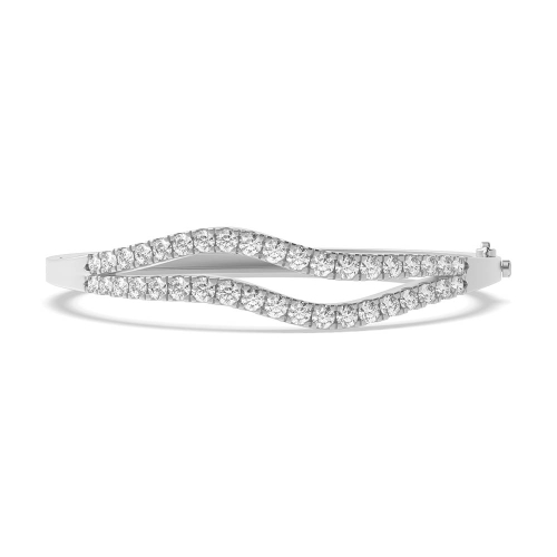 4 Prong Round freeform Moissanite Bangles Bracelet