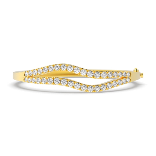 4 Prong Round Yellow Gold Freeform Bangles Diamond Bracelets