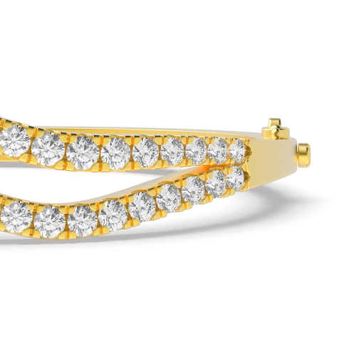 4 Prong Round Yellow Gold Freeform Bangles Diamond Bracelets