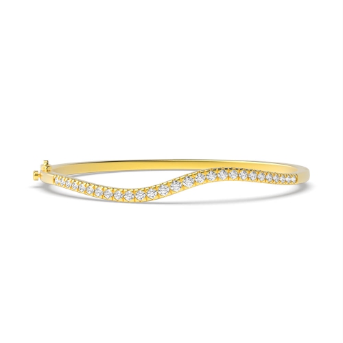4 Prong Round Yellow Gold Flair Bangles Diamond Bracelets