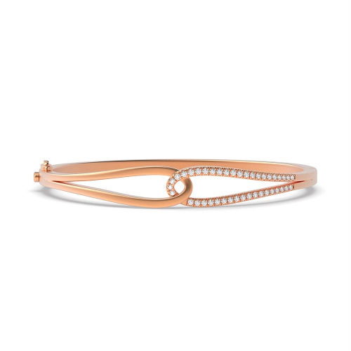 4 Prong Round Rose Gold Double Bangles Diamond Bracelets