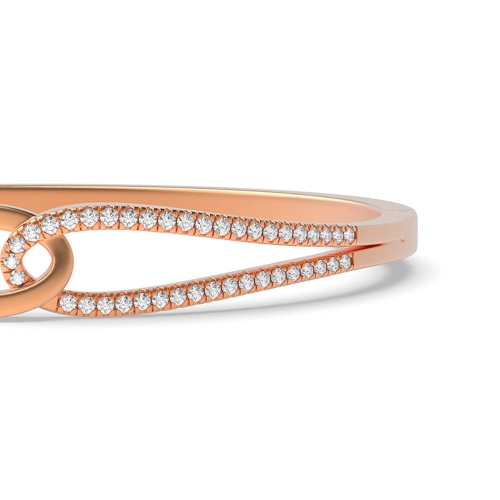 4 Prong Round Rose Gold Double Bangles Diamond Bracelets