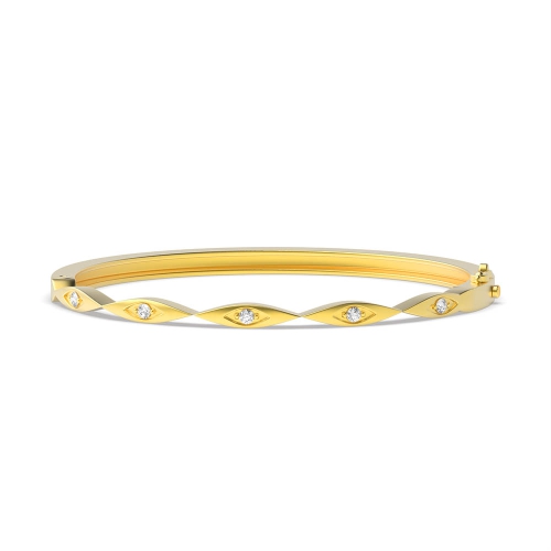 4 Prong Round Yellow Gold Stylist Bangles Diamond Bracelets