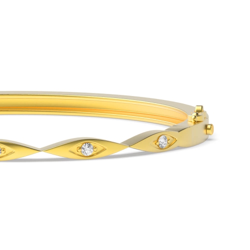 4 Prong Round Yellow Gold Stylist Bangles Diamond Bracelets