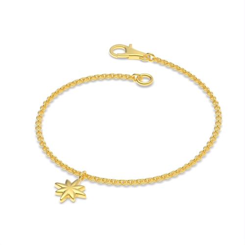 Yellow Gold Shiny star charm chain Delicate Diamond Bracelets