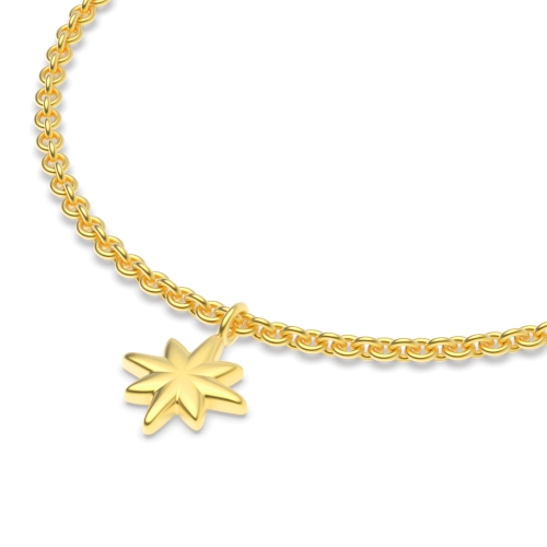 Yellow Gold Shiny star charm chain Delicate Diamond Bracelets