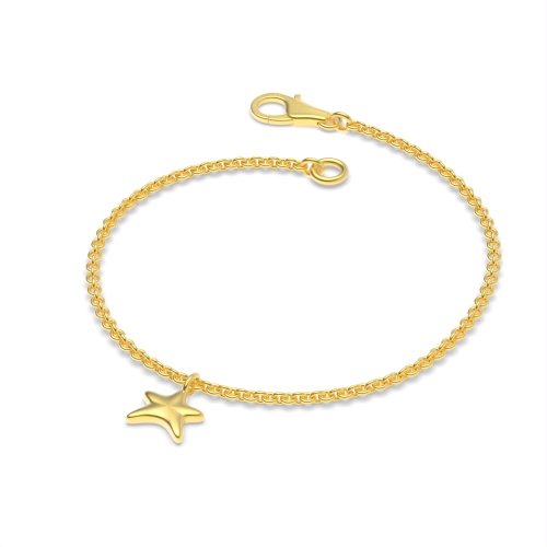 Yellow Gold Star charm chain Delicate Diamond Bracelets