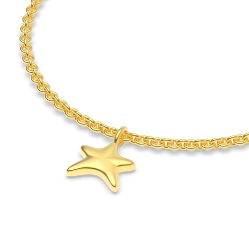 Yellow Gold Star charm chain Delicate Diamond Bracelets