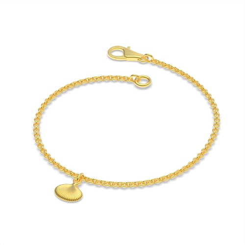 Yellow Gold Shell charm Delicate Diamond Bracelets
