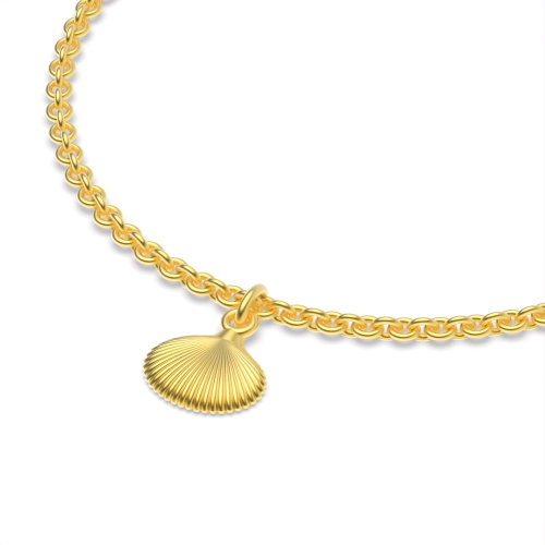 Yellow Gold Shell charm Delicate Diamond Bracelets
