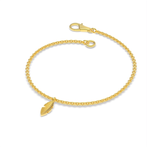 Yellow Gold Evoke the tranquility of nature with these leave charm Delicate Diamond Bracelets