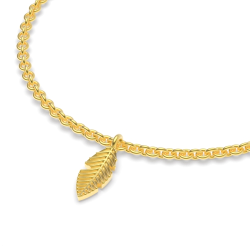 Yellow Gold Evoke the tranquility of nature with these leave charm Delicate Diamond Bracelets