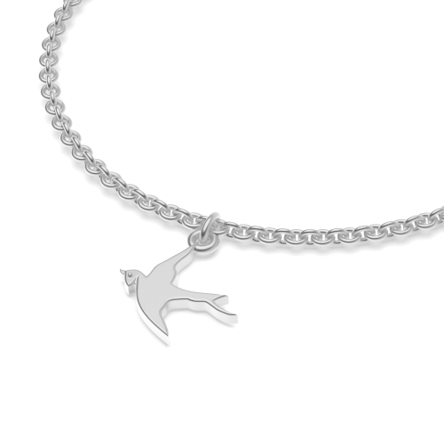 Silver Flying bird charm Charms Diamond Bracelets