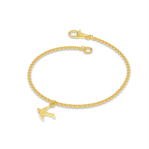 Yellow Gold Flying bird charm Charms Diamond Bracelets