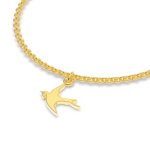 Yellow Gold Flying bird charm Charms Diamond Bracelets