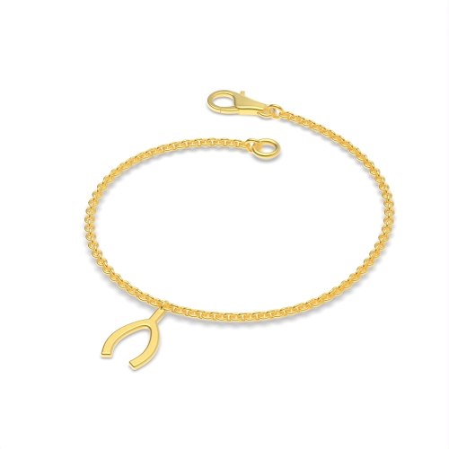 Yellow Gold Wishbone charm Charms Diamond Bracelets