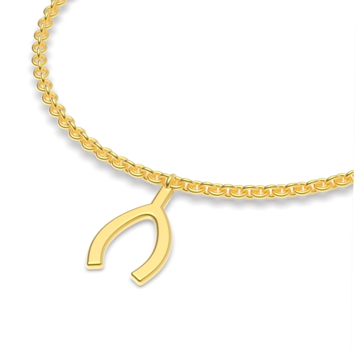 Yellow Gold Wishbone charm Charms Diamond Bracelets