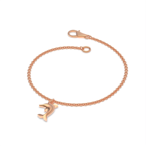 Rose Gold Dolphin fish charm Charms Diamond Bracelets