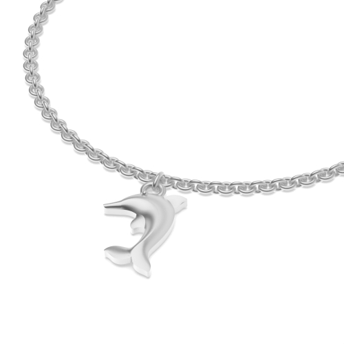 Silver Dolphin fish charm Charms Diamond Bracelets
