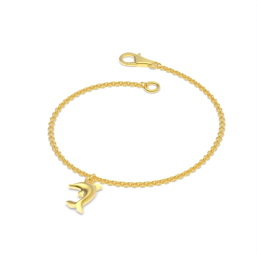 Yellow Gold Dolphin fish charm Charms Diamond Bracelets