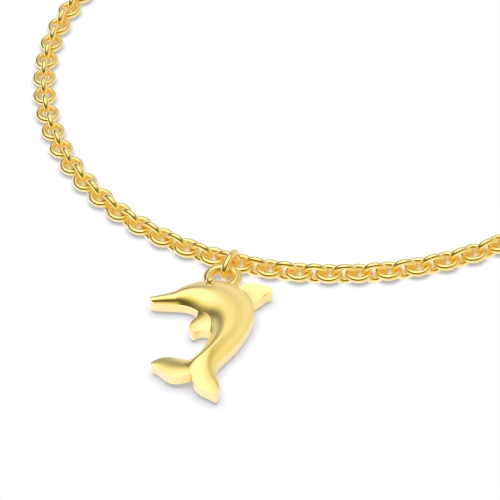 Yellow Gold Dolphin fish charm Charms Diamond Bracelets