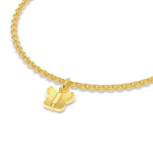 Yellow Gold The simplicity of butterfly d charm Charms Diamond Bracelets