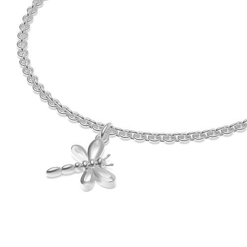 White Gold butterfly delicate graceful charm Delicate Bracelet