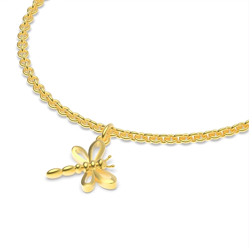 Yellow Gold Butterfly delicate graceful charm Delicate Diamond Bracelets