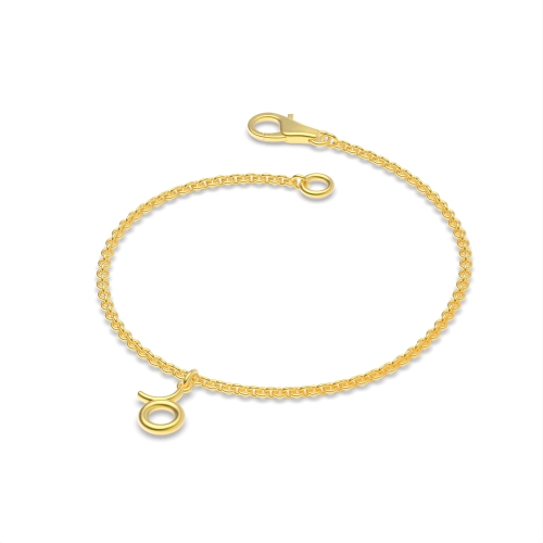 Yellow Gold Taurus zodiac sign charm Delicate Diamond Bracelets