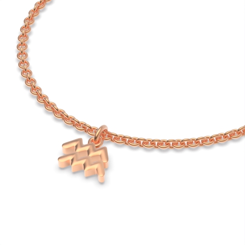 Rose Gold Aquarius zodiac sign charm Charms Diamond Bracelets