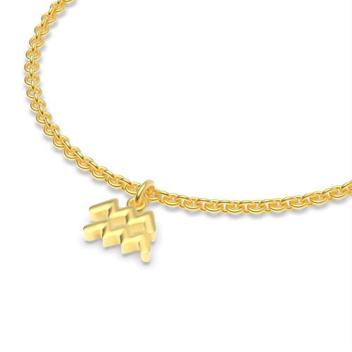 Yellow Gold Aquarius zodiac sign charm Delicate Diamond Bracelets