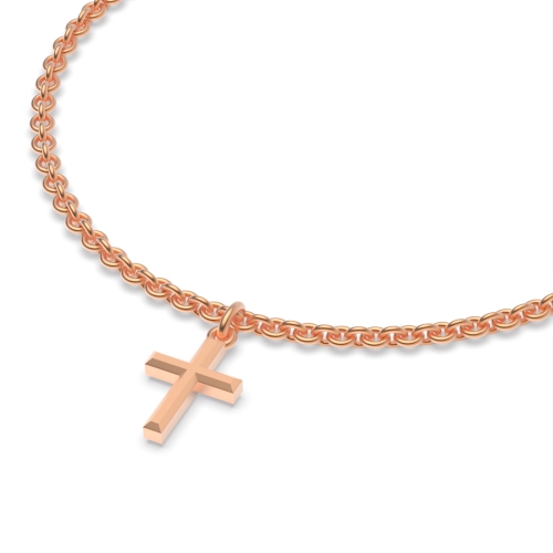 Rose Gold Plain cross charm chain Charms Diamond Bracelets