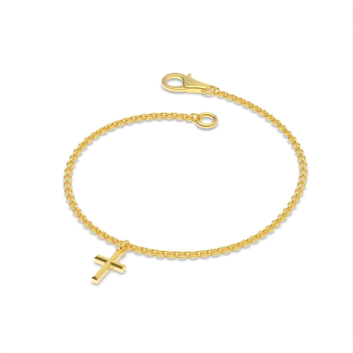 Yellow Gold Plain cross charm chain Charms Diamond Bracelets