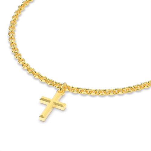 Yellow Gold Plain cross charm chain Charms Diamond Bracelets