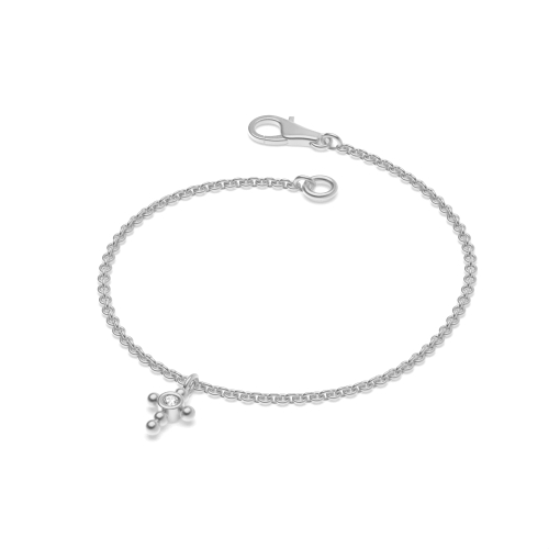 Bezel Setting Round Silver Charm Charms Diamond Bracelets