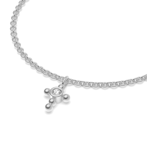Bezel Setting Round Silver Charm Charms Diamond Bracelets