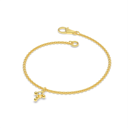 Bezel Setting Round Yellow Gold Charm Charms Diamond Bracelets
