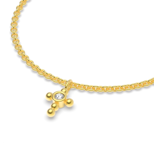 Bezel Setting Round Yellow Gold Charm Charms Diamond Bracelets