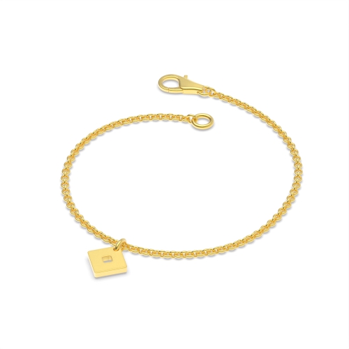 Yellow Gold Squre charm Charms Diamond Bracelets
