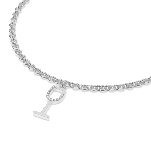 4 Prong Round Silver Wine glass charm Charms Diamond Bracelets