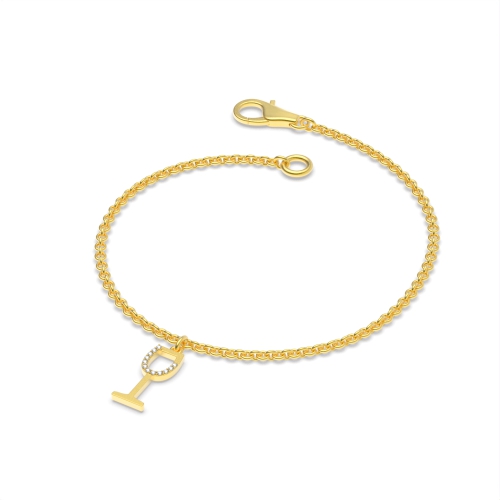 4 Prong Round Yellow Gold Wine glass charm Charms Diamond Bracelets