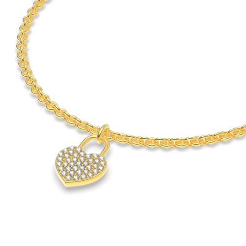 4 Prong Round Yellow Gold Lock charm beacelet Charms Diamond Bracelets