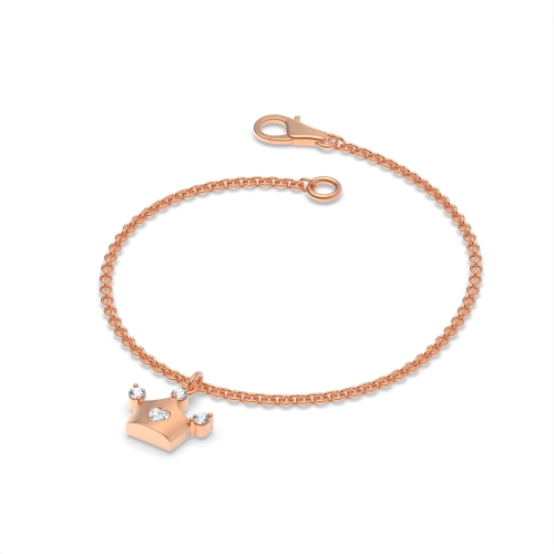 Prong Heart Rose Gold Charms Diamond Bracelets