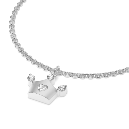 Prong Heart Silver Charms Diamond Bracelets