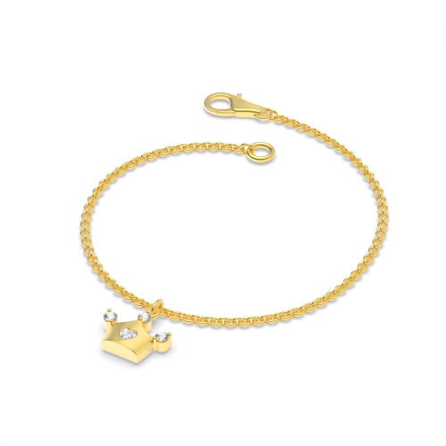 Prong Heart Yellow Gold Charms Diamond Bracelets