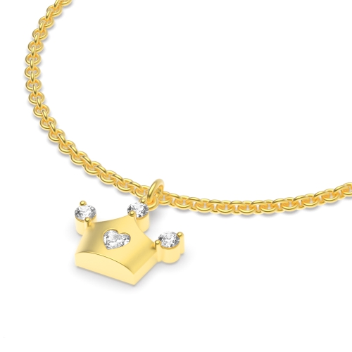 Prong Heart Yellow Gold Charms Diamond Bracelets