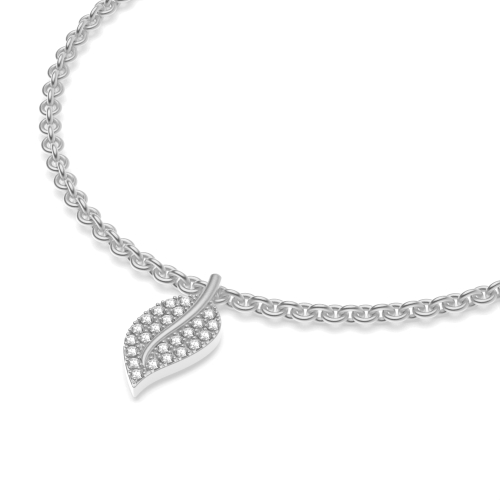 4 Prong Round Silver Leaf charm Charms Diamond Bracelets